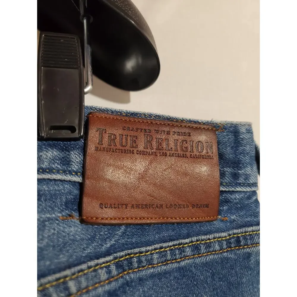 True Religion Mens Rocco Button Fly Relaxed Skinny Jeans Size 36 Medium Wash